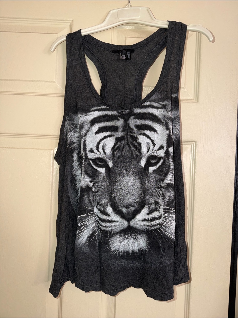 Black Racerback Tank with Tiger Face Graphic